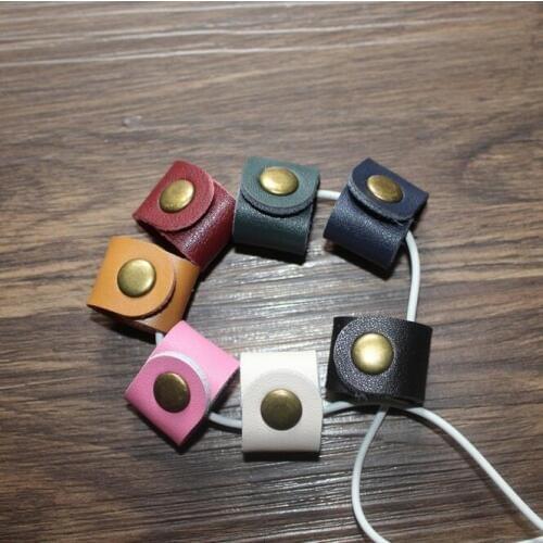 10PCS Genuine Leather Cable Winder Earphone Wire Organizer Earbud Wrapped Cord Tie Holder For Headphone Accesories