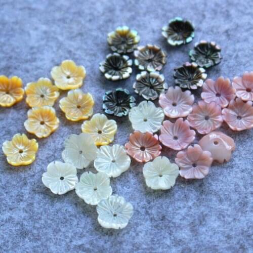 100pcs Natural sea shell 10mm beautiful carving five-petal shell flower shape novel fashion Jewelry Making Accessories