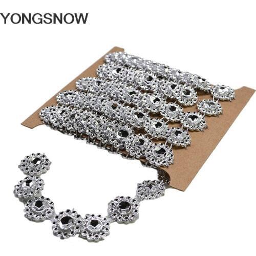 2yards 15mm Flower Diamond Bling Crystal Ribbon Wrap Trim Rhinestone Cup Chain Pearl Crystal Chain Wedding Cake Party Decoration