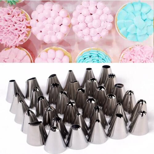 35pcs Stainless Steel Cake Decorating Icing Pastry Piping Nozzles Tips Set Bakeware Dessert Decorators Kitchen Tools