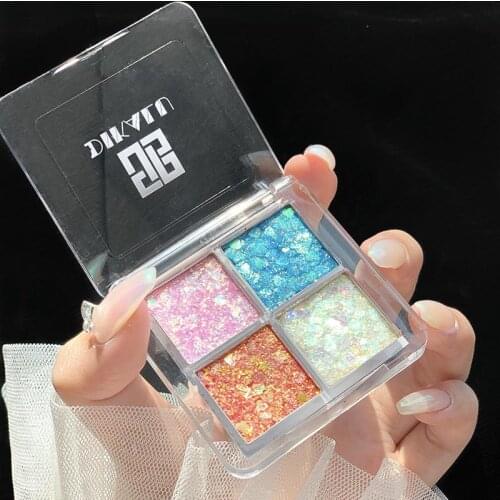 4Colors Matte Pearlescent Eyeshadow Palette Earth Tone Glitter Shimmer Eye Shadow Palette Easy to Color Waterproof Lasting TSLM2