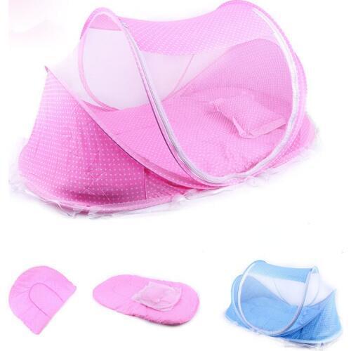 4pcs/lot 0-36 Months Baby Bed Portable Foldable Crib with Netting Newborn Sleep Travel Mosquito Net Ding