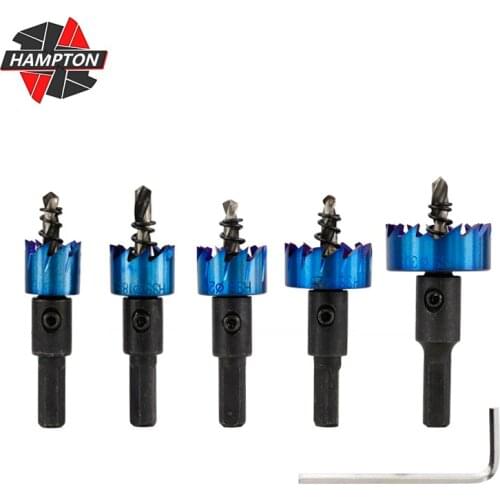 5pcs/set HSS Hole Cutter Drill Bit 16/18.5/20/25/30mm Hole Saw Cutter Nano Blue Coating Core Drill Bit For Wood Metal Drilling
