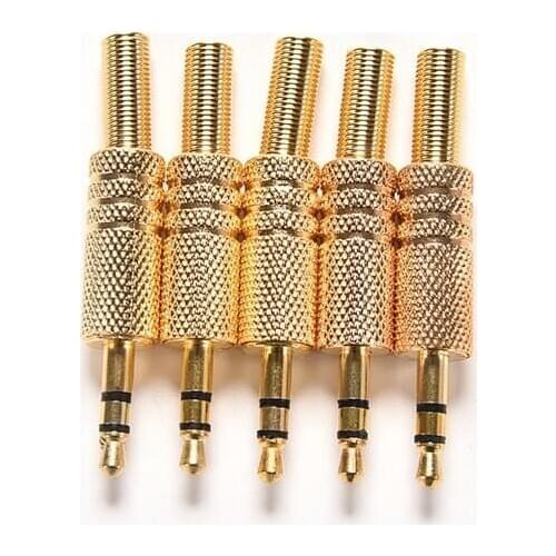 5pcs Stereo 3.5mm 1/8in Headphone Earphone DIY Male Audio Jack Plug Solder Connectors For Computers Laptops Tablets MP3