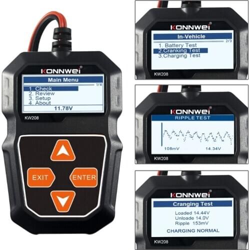 KW208 Car Battery Tester Charger Analyzer 12V 100-2000CCA Charging System Test X6HF