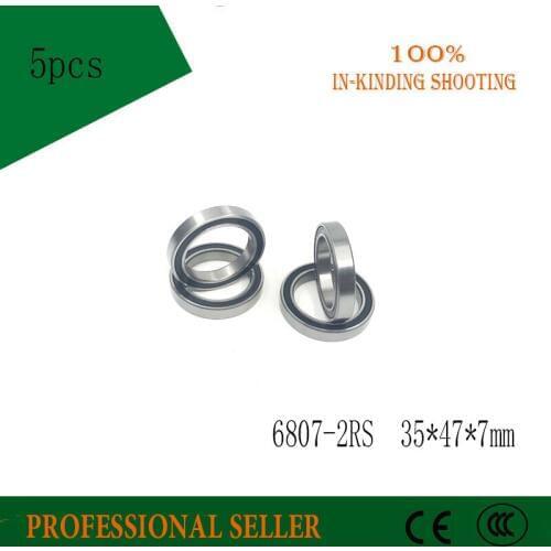 Free shipping 5Pcs 6807-2RS 6807RS 6807rs 6807 rs Deep Groove Ball Bearings 35x47x7mm