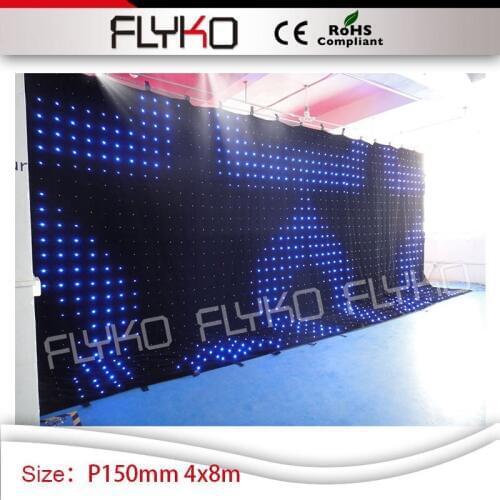 Free shipping led curtain video concert backdrops 14ft*27ft led curtain dj foldable led video curtain dmx P150mm