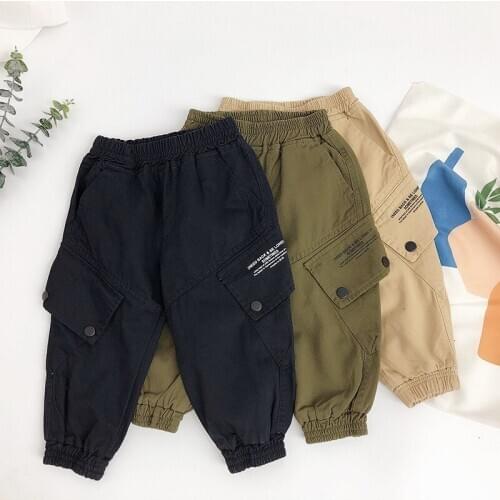 Boys Cargo Pants 2021 Autumn Baby Clothes Korean Casual Trousers Kids Boys Loose Little Boys Fashion Casual Trousers Cargo Pants