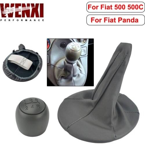 5 Speed Car Gear Shift Knob with PU Leather Gear Shift Shifter Gaiter Boot Cover for FIAT PANDA 2003-2012 WX-SBC22