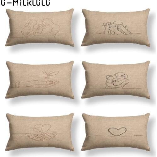 Nordic Modern Home Decor Pillow Case Pink Pillow Cover 30X50 Love Pattern Decorate for Living Room Linen Sofa Cushion Cover