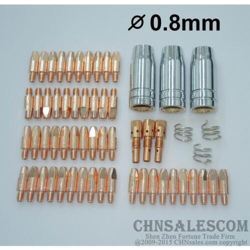 CHNsalescom 59 PCS MB 25AK MIG/MAG Welding Gun Contact Tip 0.8X28 Gas Nozzle Tip Holder