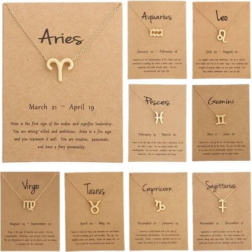 Elegant Zodiac Necklace Gold Female Models 12Constellation Leo Aries Pendant Fashion Necklace for Women Charty Gift Jewel