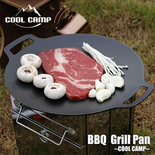 Outdoor Barbecue Grill Non-Stick BBQ Round Pan Iron Wok Frying Open Flame Induction Cooking Round Grill Cookware Accessories