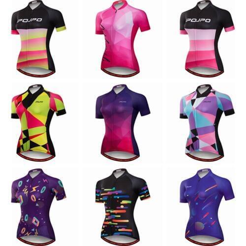 JPOJPO Summer Women Cycling Jersey Tops Short Sleeve Outdoor Pro Team Youth Bicycle MTB Jersey Bike Shirt Maillot Ropa Ciclismo