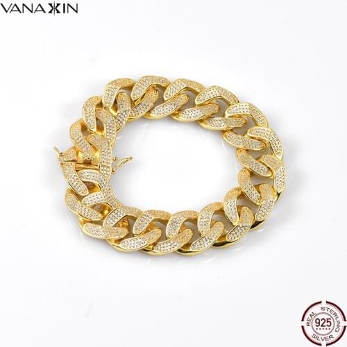 Mens 18MM 925 Plated/White Gold Finish Miami Cuban Chain Necklace Bracelet, Full Cubic Zirconia Cut