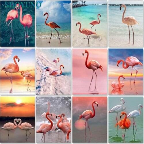 SDOYUNO 40x50cm Paint By Numbers Flamingo Oil Painting By Numbers On Canvas Animals Frameless DIY Home Decor living Room