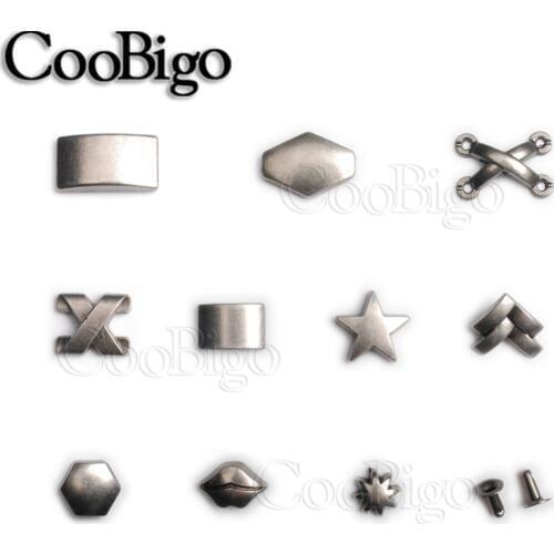 5sets Pewter Punk Studs Rock Rivet Spikes Bracelet DIY Leather Craft Garment Shoe Bag Pets Collar Parts Lip X Shape