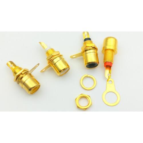 100 pcs RCA Phono Chassis Panel Mount Female Socket Metal adapter Gold plated