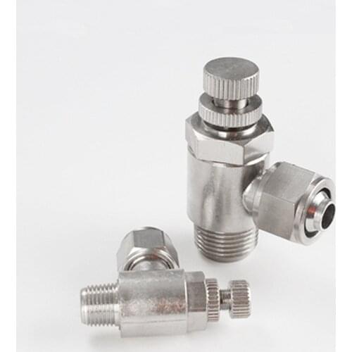 Pneumatic Fast Twist Fitting Throttle Valve 6/8/10/12mm Hose Tube 1/8" 1/4" 3/8" 1/2" Male Thread Air Flow Speed Control Valve
