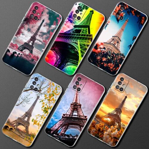 Clear Phone Case For Samsung Galaxy A51 5G A71 A21s A31 A12 A52 A41 A91 A11 A32 A72 Soft Cover Romantic Paris Eiffel Tower Full