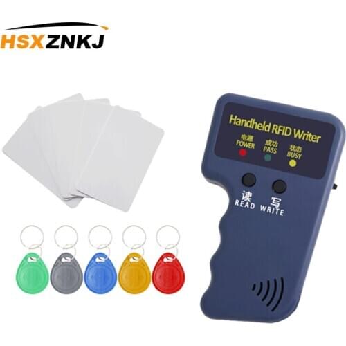 125KHz EM4100 RFID Copier Writer Duplicator Programmer Reader+ 5pcs EM4305 T5577 Rewritable ID Keyfobs Tags