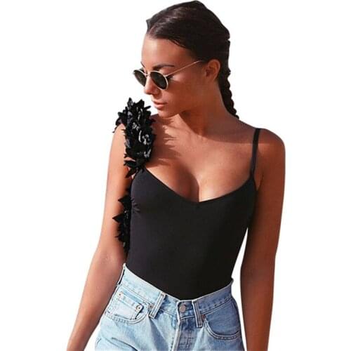 Sexy women 2018 sleeveless summer Flowers One-piece bikini Swimsuit ladies Backless solid slim Beach Swim Wear bodysuits