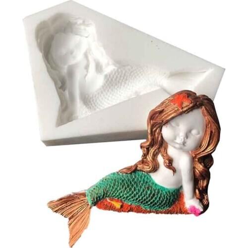 Sitting Mermaid Silicone Mold Sugar Cake Mold A060