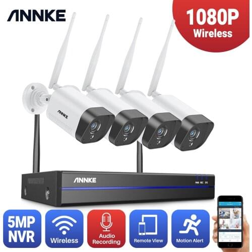 ANNKE 8CH 1080P FHD Wi-Fi Wireless NVR CCTV System 4PCS IP Camera WIFI Outdoor Waterproof CCTV Security Camera Surveillance Kits