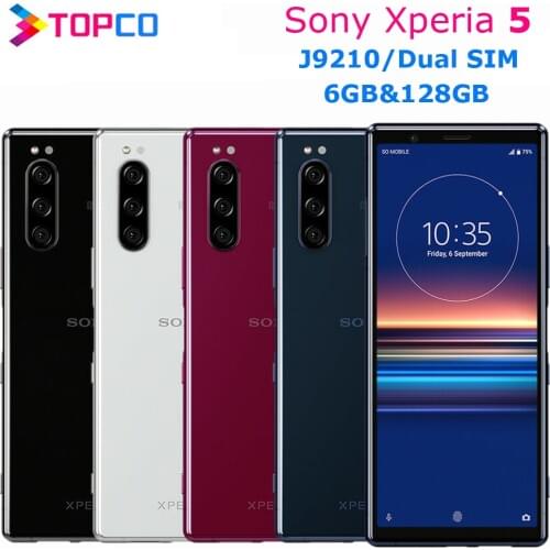 Sony Xperia 5 J9210 Android Mobile phone 4G LTE 6.1" Octa core 6GB&128GB Dual SIM 13MP&5MP Triple Cameras NFC Fingerprint
