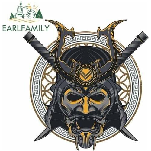 EARLFAMILY 13cm x 12.2cm for Samurai Mask Cool Car Stickers Waterproof Decals Suitable for Laptop Door Wall Vinyl Car Wrap