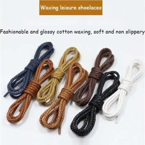Waxed Shoeslaces for women in thick British style Leather shoes Martin boots laces round black for men cotton linen fine Laces