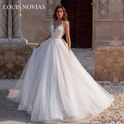 High Quality Elegant Louis Novias Prom Dress Deep V-Neck Beaded Embroidery Lace Sexy Applique Vestido De Noiva