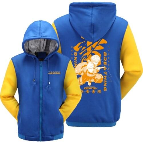 WISHOT Demon Slayer Agatsuma Zenitsu Yellow Hoodie Kamado Tanjirou Rengoku Kyoujurou Hashibira Inosuke Jacket