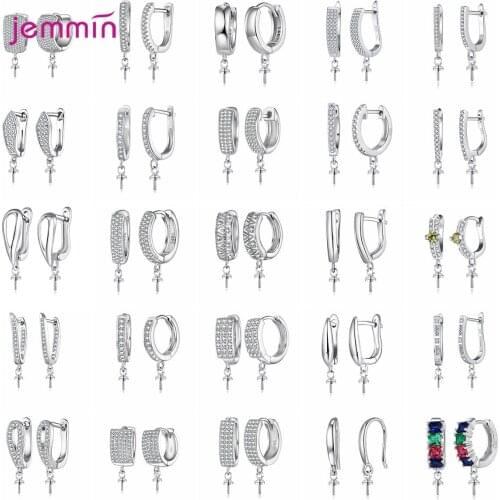 High Quality 1 Pair 925 Sterling Silver DIY Earring Findings Cubic Zirconia Clasps Hooks FittingsMaking Accessories Hook Jewelry