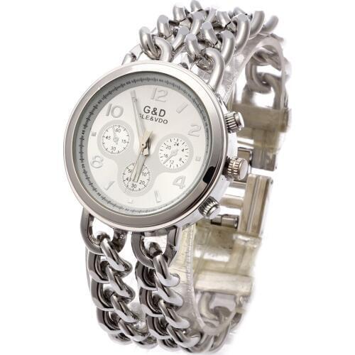 2018 New G&D Womens Watches Silver Stainless Steel Band Fashion Casual Womens Dress Watch Quartz Wristwatches relogio feminino