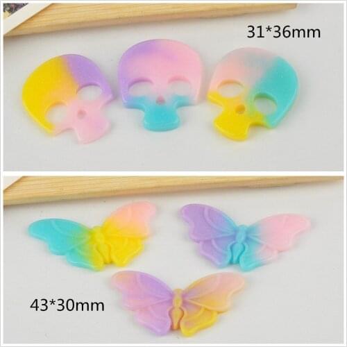 10pcs/lot DIY resin cabochons accessories flat back resin skull butterfly for hair