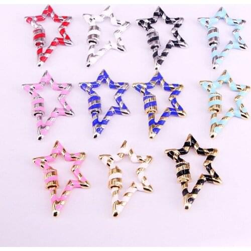 10PCS, Gold/Silver color DIY Jewelry Star Enamel Clasps Copper Connector Lock Carabiner For Jewelry Making
