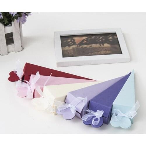 100pcs Cute Multicolor Cone Shape Wedding Candy Box Wedding Favor and Gifts Marriage Cajas Baby Shower Paper Gift Box Packaging