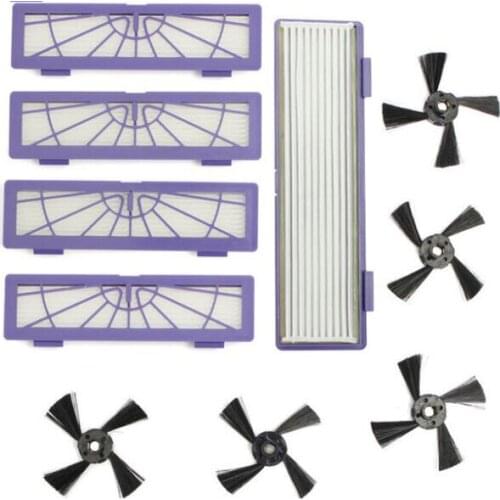 10Pcs Total 5 X Side+5 X HEPA Filter Brush For Neato BotVac 70e 750 80 85 H-Q Robotic Cleaner Brush For A Vacuum Cleaner Parts