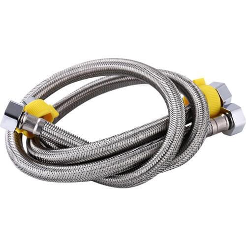 2PCS/Set G1/2" 20cm-80cm PVC Protection Layer Stainless Steel Cold and Hot Mixer Faucet Closestool Water Supply Pipe Hoses