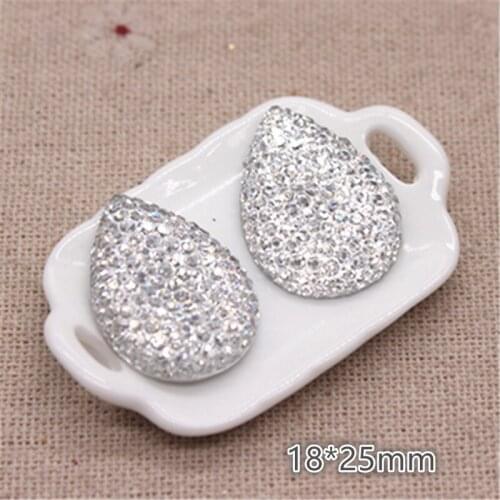 20pcs 18*25mm Teardrop Clear Resin Starry Rhinestone Flatback Cabochon DIY Scrapbook Phone/Wedding Decoration