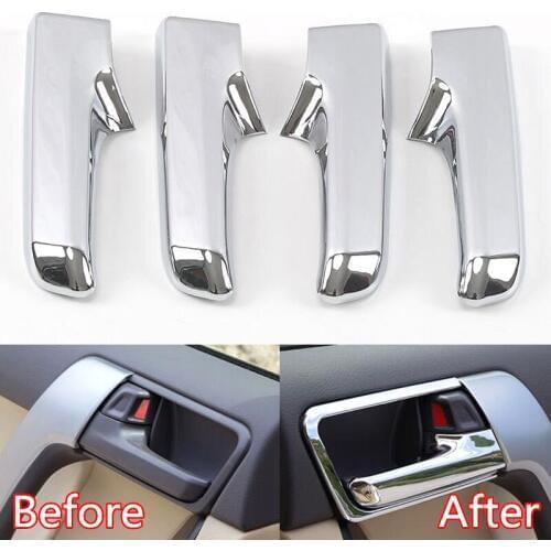 4Pcs/set Chrome ABS Car Interior Door Handle Decoration Cover Decal Stickers For Toyota Land Cruiser Prado 2018 Car Accessory