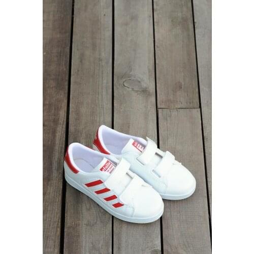 A1453-20BeyazKırmızı Pink Potin Child White Red Shoes A1453-20