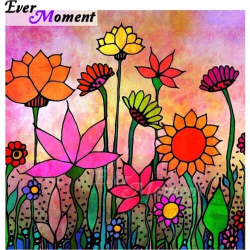 Ever Moment Diamond Painting Handmade Colorful Flower Full Square 5D DIY Diamond Embroidery Mosaic Decor Household ASF1801