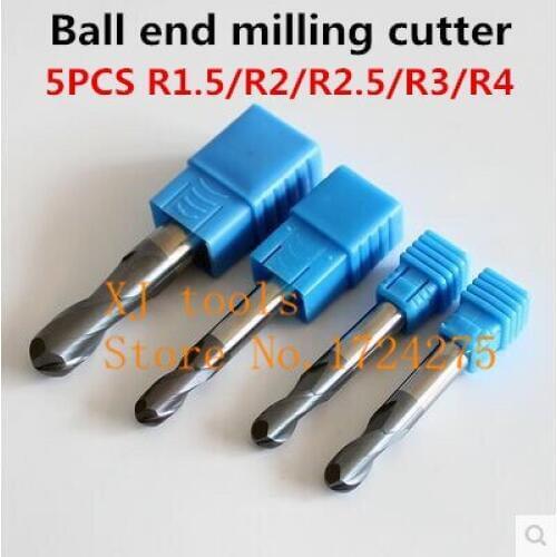 Free shipping 5PCS*2F-R1.5 R2 R2.5 R3 R4 alloy ball end milling cutter, carbide end milling cutter, CNC engraving knife,CNC tool