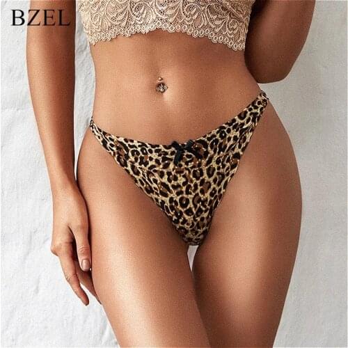 BZEL Sexy Leopard Thongs Women Low Waist Panties Hot Sale Fashion G-String Breathable Female Seamless Underwear Comfort Lingerie