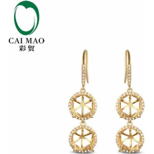 CaiMao Semi Mount Oval cut Settings & 0.48ct Diamond 14k Yellow Gold Gemstone Engagement Fine Jewelry