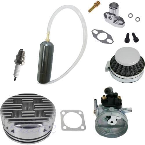 CNC Silver Cylinder Head Inlet Pipe Carburetor Fit 80cc Engine Motorized Bicycle