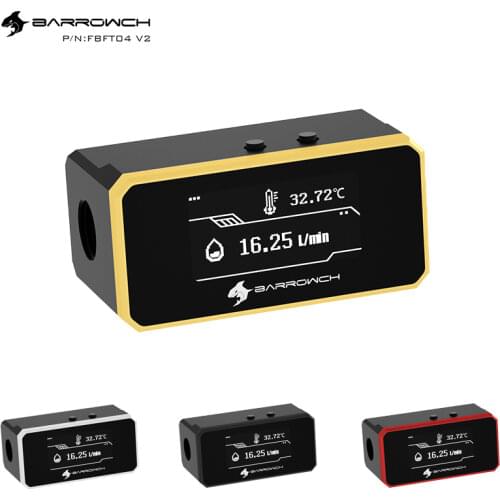 Barrowch OLED Digital Display Water Temperature Meter Thermometer High Temperature Alarm Water Cooler Fitting FBFT04