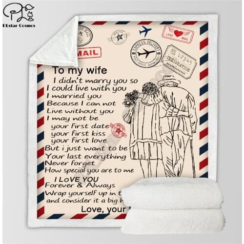 To My Wife 3d printed fleece blanket Beds Hiking Picnic Thick Fashionable Bedspread Sherpa Throw Blanket 10